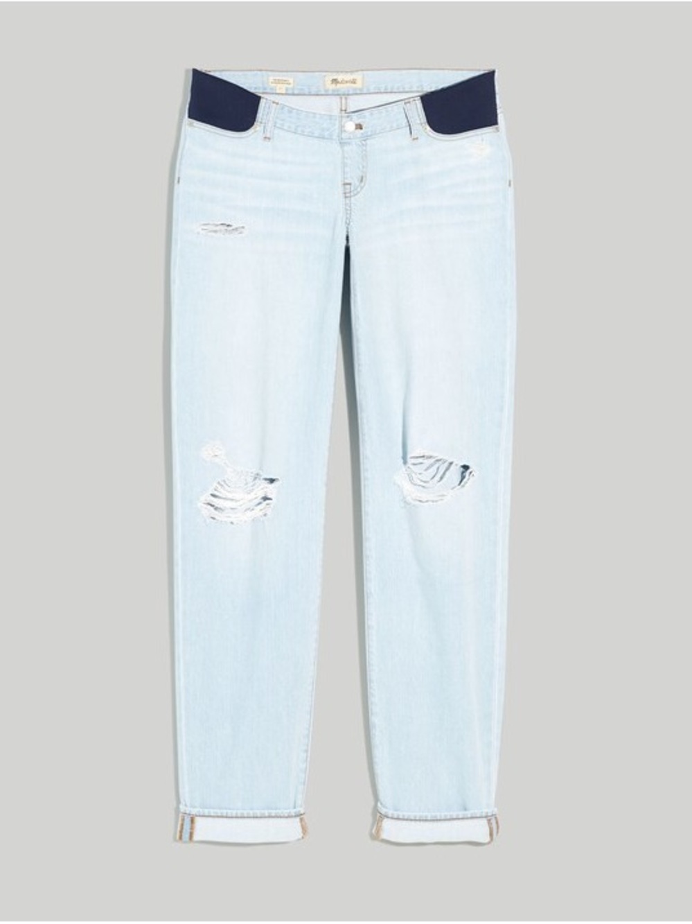 Madewell NWT Maternity Side-Panel Slouchy Boyjean Ripped Edition Size 26 - Picture 3 of 16